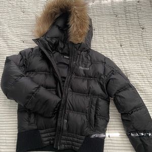 Marmot, kids black puffer jacket